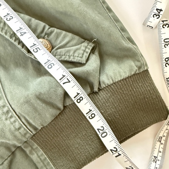 Finesse Funnel Mock Neck Army Green Bomber Aviator Cropped Jacket Hooded Small - Picture 9 of 9